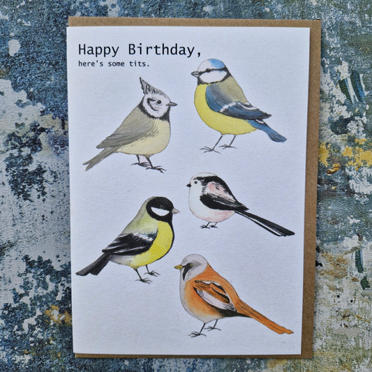 Garden Tits Birthday Card