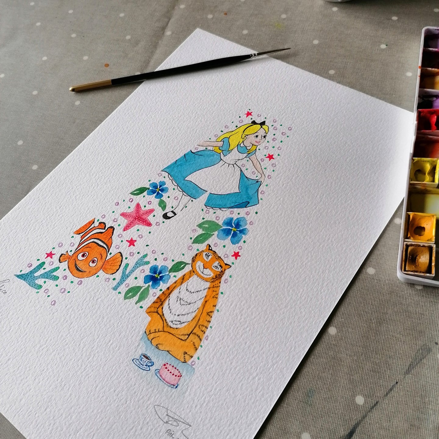 Hand Painted Alice in Wonderland