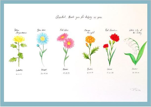 Birth Flower Personalised Painting