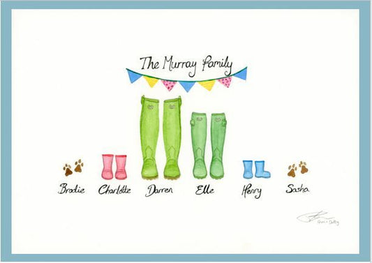 Family Wellies Personalised Painting